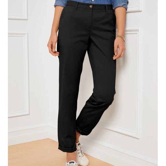 Talbots Pants - Talbots Flat Front Black Chino Style Pants Slacks sz 8 EUC